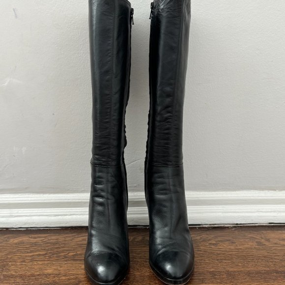 L.K. Bennett London  Black Leather Knee high Boots - Picture 3 of 8